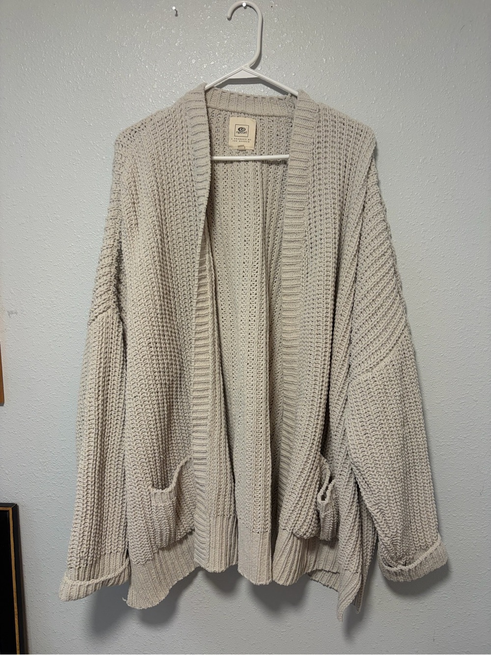 Rip Curl Cream Chunky Open-Front Knit Cardigan
